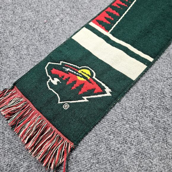 Minnesota Wild Scarf Green Red Spelled out Logo State of Hockey Evergreens NHL - Picture 4 of 6